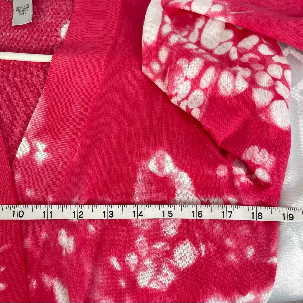 Chico's Pink and White Tie-Dye Open Cardigan - Picture 7 of 9